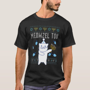 Camiseta Meowzel Tov Navidades judíos Cat Ugly Hanukkah