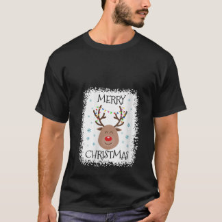 Camiseta Mer Cara de Reno Nariz Rojo Blanqueado de Mujer