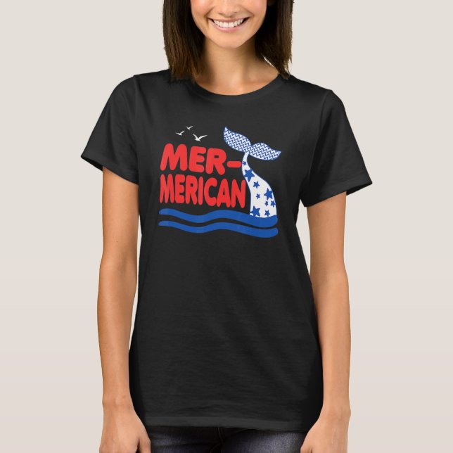 Camiseta Mer Merican Mermaid 4 De Julio (Anverso)
