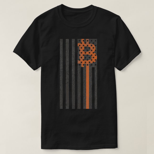 Camiseta Mercadería de Bitcoin Bandera Vintage Americana HO (Diseño del anverso)