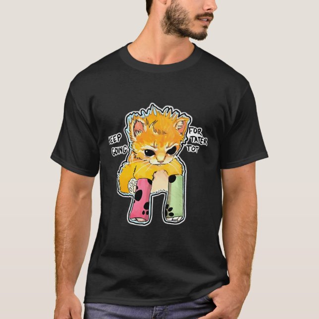 Camiseta Mercadería de gato Tater Tot (Anverso)
