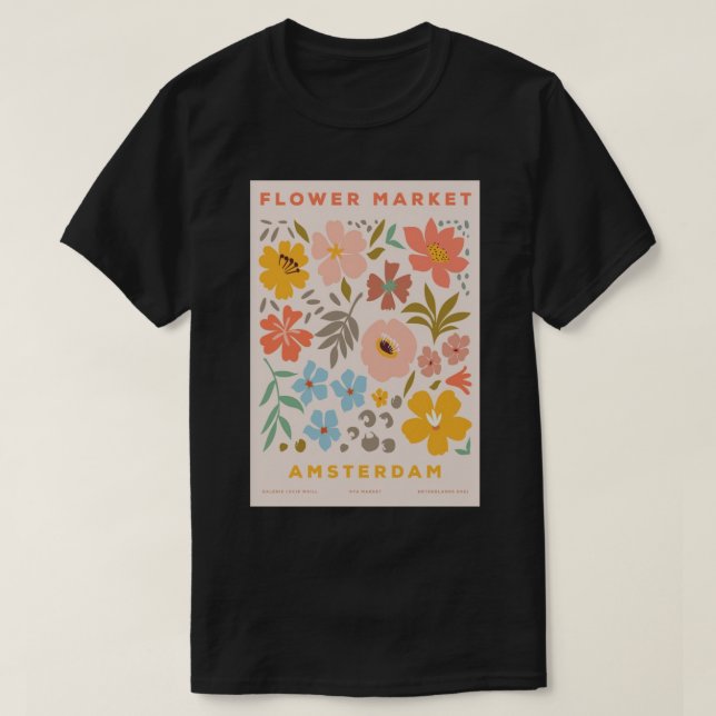 Camiseta Mercado de flores Ámsterdam (Diseño del anverso)