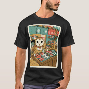 Camiseta Mercado de Pescado Búho Kawaii