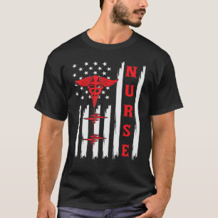 Camiseta Mercancía de Nurse Life, Enfermera Bandera America