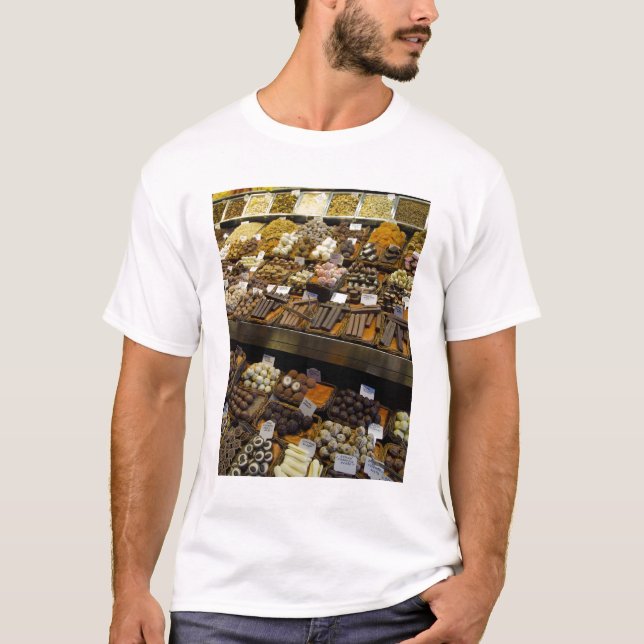 Camiseta Mercat de Sant Josep, caramelos de chocolate surti (Anverso)