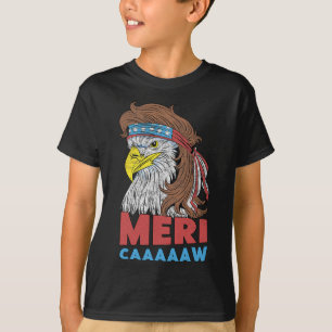 Camiseta Meri-caaaaw - Eagle Mullet 4 De Julio Eeuu Americ