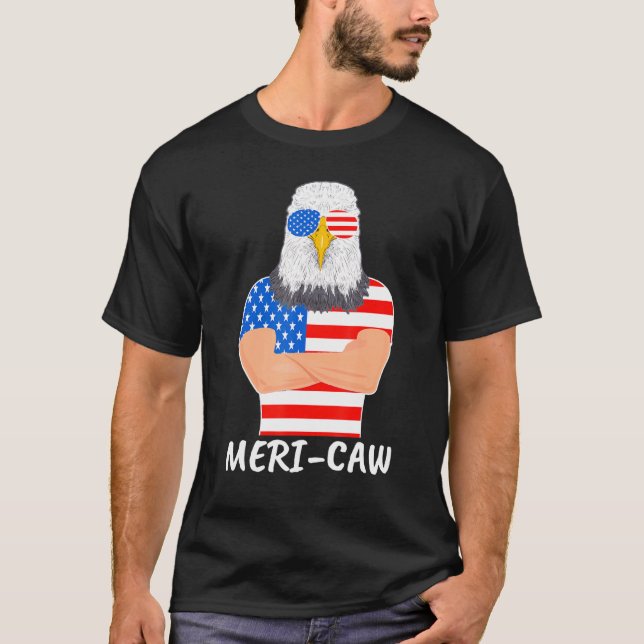Camiseta Meri-Caw Guay Bald Eagle Patriótico 4 De Julio Hom (Anverso)