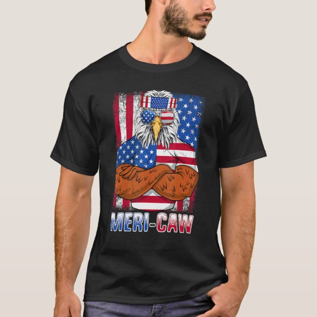 Camiseta Meri Caw Patriótico Bandera Estadounidense Indepen (Anverso)
