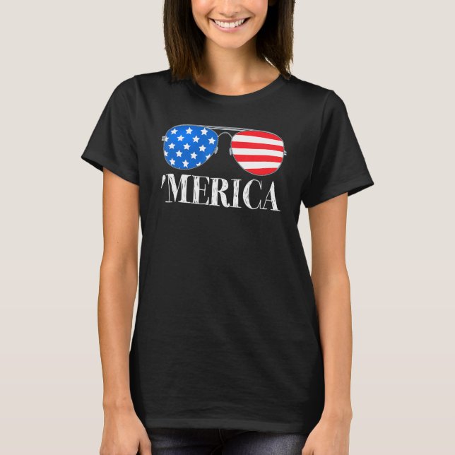 Camiseta Merica 4 De Julio Gafas De Sol Niños Patrióticos (Anverso)
