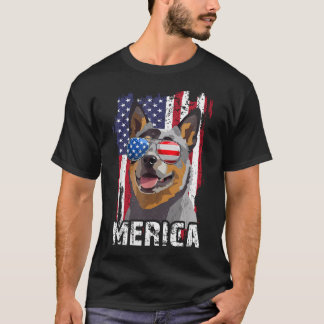 Camiseta Merica 4 de julio Perro Ganadero Australiano Bande