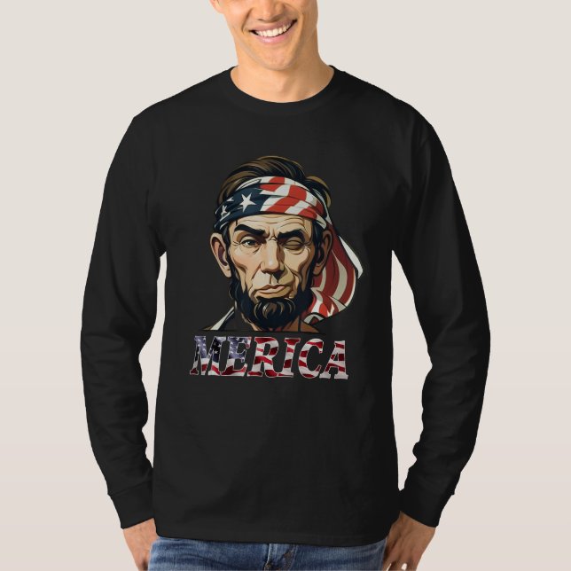 Camiseta Merica 4th Of July Patriotic Abraham Lincoln 11 (Anverso)