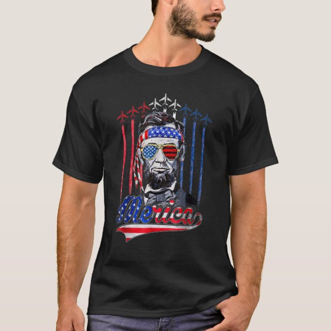 Camiseta Merica Abraham Lincoln 4 De Julio Bandera Estadoun (Anverso)