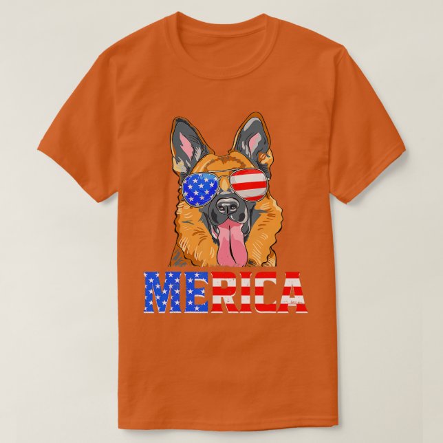 Camiseta Merica Alemana Pastor Perro Bandera Americana 4 De (Diseño del anverso)