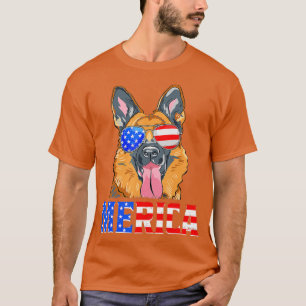 Camiseta Merica Alemana Pastor Perro Bandera Americana 4 De