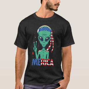 Camiseta Merica Alien Y Bandera Estadounidense Ufo 4 De J
