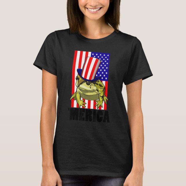 Camiseta Merica American Flag Frog  Women Frog Love 1 (Anverso)