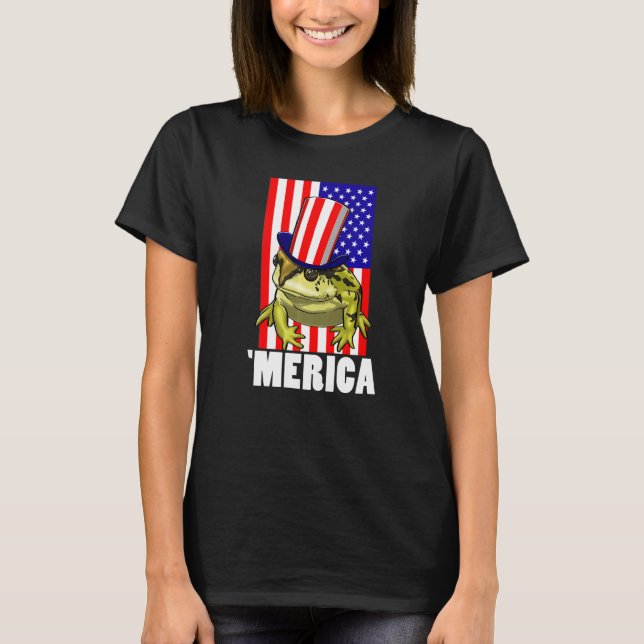 Camiseta Merica American Flag Frog  Women Frog Love  5 (Anverso)