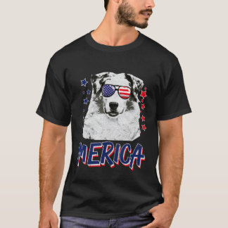 Camiseta Merica Australian Shepherd Dog 4th Of July Usa