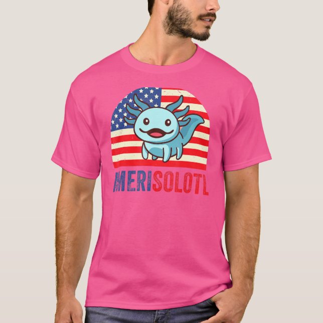 Camiseta Merica Axolotl 4 De Julio Bandera Estadounidense P (Anverso)
