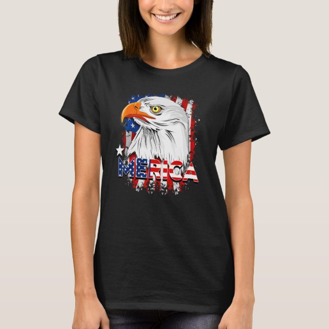 Camiseta Merica Bald Eagle Patriótico 4 De Julio (Anverso)