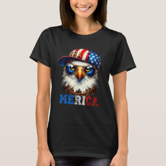 Camiseta Merica Bald Eagle Wearing Cap 4th Of July Patrioti