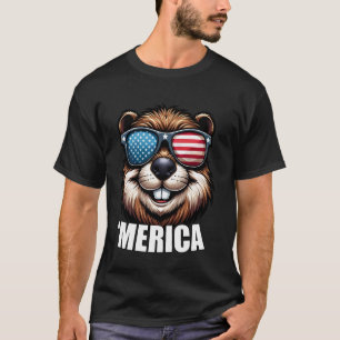 Camiseta Merica Beaver Funny Estadounidense Patriótico Nort