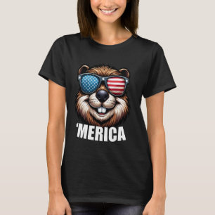Camiseta Merica Beaver Funny Estadounidense Patriótico Nort
