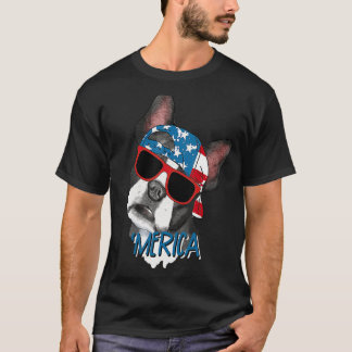 Camiseta Merica Bulldog Francés Bandera Estadounidense 4 De