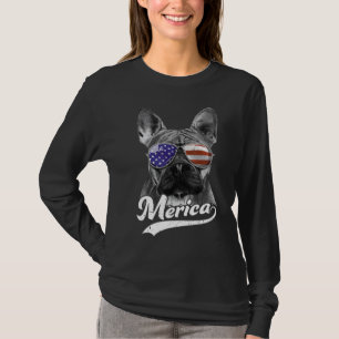 Camiseta Merica Bulldog Francés Usa Bandera Estadounidense 