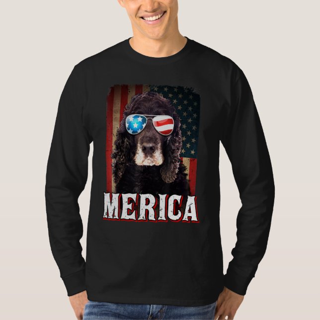 Camiseta Merica Cocker Spaniel Perro Bandera Estadounidense (Anverso)