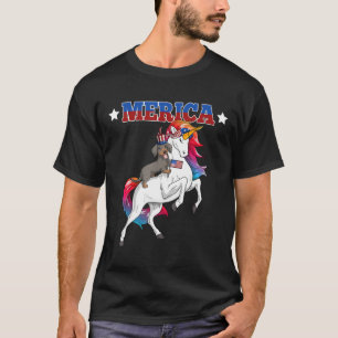 Camiseta Merica Dachshund Perro Unicornio Bandera Estadouni