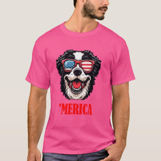 Camiseta Merica del perro de agua portugués 4 de julio