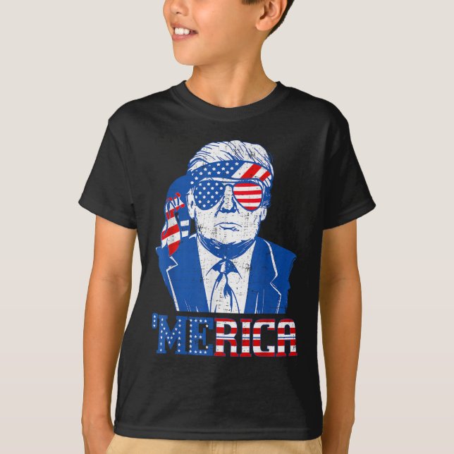 Camiseta Merica Donald Trump - Funny Trump 4 De Julio Amer (Anverso)