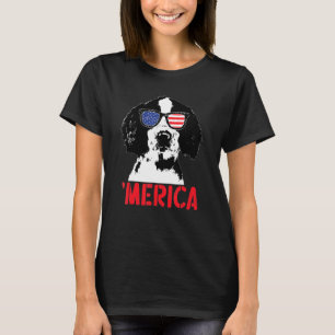 Camiseta Merica Englisth Springer Spaniel Bandera Americana
