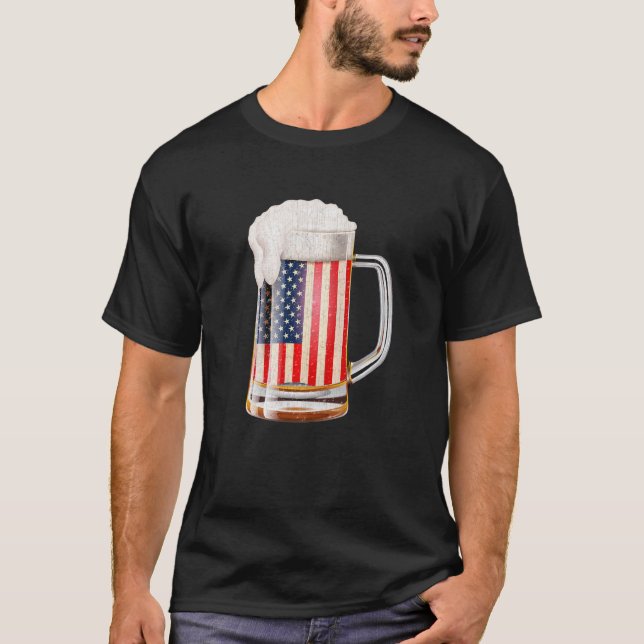 Camiseta Merica Estados Unidos Bebe Cerveza Bandera Estadou (Anverso)