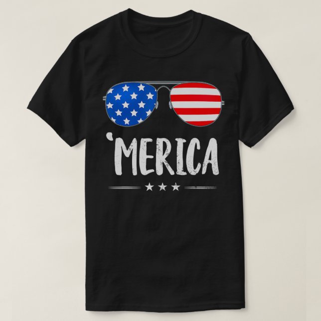 Camiseta Merica Gafas de sol 4 de julio Niños Chicas Bander (Diseño del anverso)