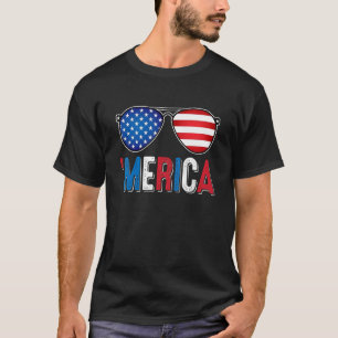 Camiseta Merica Gafas De Sol Bandera Estadounidense Liberta