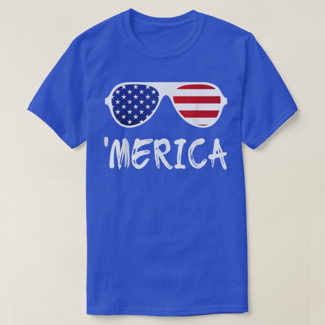 Camiseta Merica Gafas de Sol Patriótico 4 de Julio (Diseño del anverso)