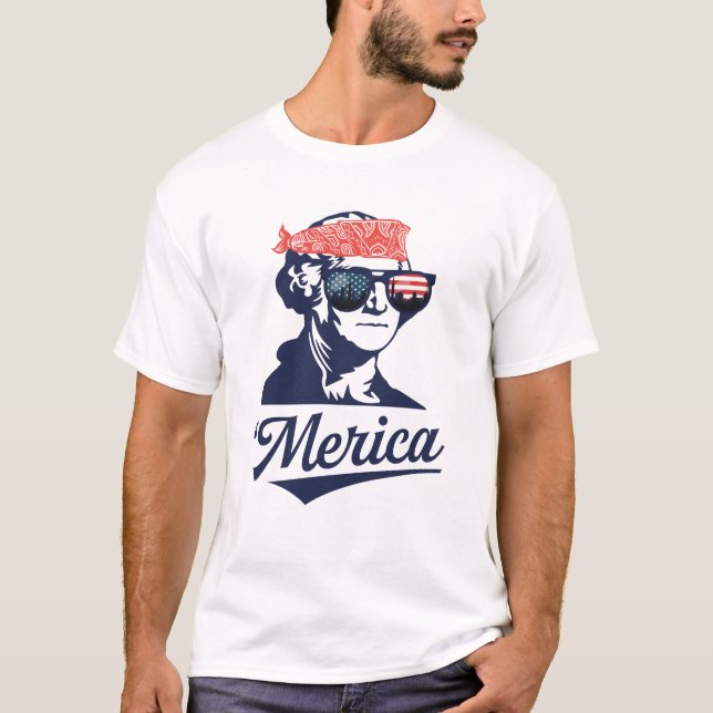 Camiseta Merica George Washington Divertido Patriótico (Anverso)