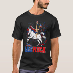 Camiseta Merica Giraffe Unicornio Bandera Estadounidense Fe