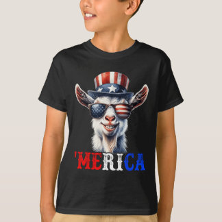 Camiseta Merica Goat Patriótico 4 De Julio Niños Graciosos