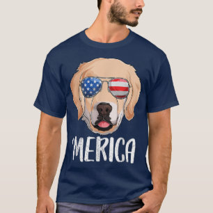 Camiseta Merica Golden Retriever Dog 4 de Julio American F