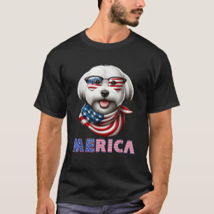 Camiseta Merica Havanés Perro Lindo Bandera Americana Patri