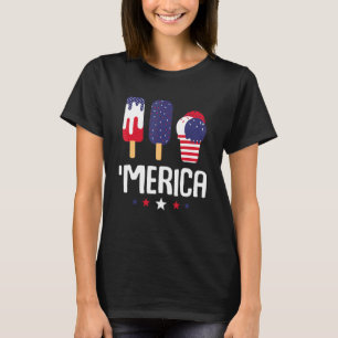 Camiseta Merica Ice Cream Popsila Bandera Estadounidense