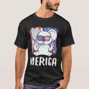 Camiseta Merica Koala Lleva Bandera Estadounidense 4 De Jul