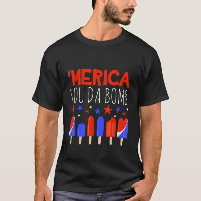 Camiseta Merica, la bomba, popsicas, la bandera de EE.UU.,  (Anverso)