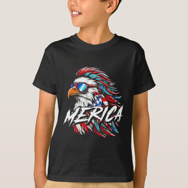 Camiseta Merica Mullet Eagle Gracioso 4 De Julio (Anverso)