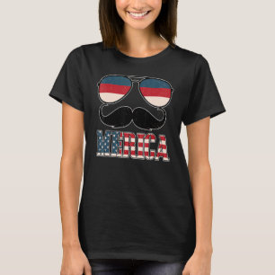 Camiseta Merica Mustache Bandera Estadounidense 4 De Julio 