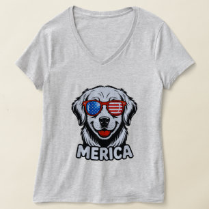 Camiseta Merica Patiotic Dog anteojos USA Bandera Americana
