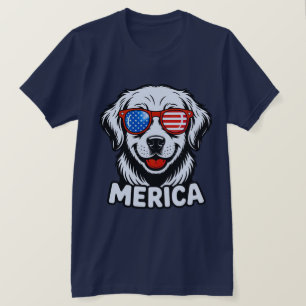Camiseta Merica Patiotic Dog anteojos USA Bandera Americana